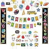 Einschulung Deko Set Girlande Schulanfang Spiralen Fotorequisiten Porch Sign Back to School Banner Foto Requisiten 1.Schultag Dek