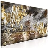 murando - Bilder Abstrakt 150x50 cm Vlies Leinwandbild 1 tlg Kunstdruck modern Wandbilder XXL Wanddekoration Design Wand Bild Panoramabild - Blumen Orchidee Textur grau b-A-0766-b