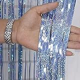 Glänzend Foto Hintergrund Für Hochzeit Geburtstag Partei Schimmer Quaste 2 Packung,Funkeln Metallische Tinsel Vorhänge,Glitzer Folie Fringe Vorhang Partei-dekorationen-Glänzend blau 100x200cm(39x79