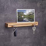 WOODS Schlüsselbrett Holz in 40cm - in Bayern handgefertigt I Schlüsselhalter Eiche - Moderne Schlüsselleiste als Board I Schlüssel-Aufhänger aus Eichenholz I Schlüsselbrett Holz mit Ablag