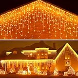 Eiszapfenlichter, Weihnachtsbeleuchtung für den Außenbereich, 400 LED-Lichterkette mit 75 Tropfen, 33 Fuß 8 Modi, Dekor für Weihnachten, Erntedankfest, Weihnachten, Feiertagsdekorationen, Warmweiß