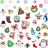 36 Stücke Weihnachten Aufbügeln Aufnäher Gestickte Aufnäher Weihnachten Applikationen Wärmeübertragung Patches Reparatur Patches für Kunsthandwerk Kleidung Dekoration DIY W