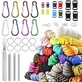 Paracord Set, Paracord 550 Nylonseil 26 Farben mit Schnallen in 16 verschiedenen Größen und Zeltschirmseil-Kombinations-Bastelset, zur Herstellung von Armbändern, Schlüsselbändern, Hundehalsb