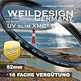 UV Filter 52mm Slim XMC Digital Weil Design Germany SYOOP * Objektivschutz * blockt ultraviolettes Licht * Frontgewinde * 16 Fach vergütet XMC * inkl. Filterbox (UV Filter 52mm)