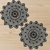 Qxzvzem 2 Stück 38,1 cm Deckchen für Kommoden und Beistelltische, zum Basteln, mittelgroß, Valentinstag, Deckchen, Stoff, Spitze, Tischsets, Untersetzer, schwarze Baumwolle, runde Tischdeck