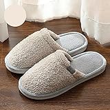 QPPQ Hausschuhe aus Baumwolle für drinnen und draußen,Herren- und Damen-Herbst-/Winter-Hausschuhe, warme weiche Baumwoll-Hausschuhe-Nicht-gerade Weiss_36-37,rutschfeste Baumwollp