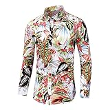 Hemd Herren Urban Mode Luxury Slim Fit Hawaiianischer Stil Druck Herren Langarm Herbst Winter Strickjacke Jugend Freizeithemden Sandstrand Urlaub Wicking Breathable Männer S