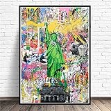 Abstrakte Freiheitsstatue, Straßen-Wandkunst, Leinwand-Poster und Drucke, Graffiti-Pop-Art-Leinwandbilder für Heimdekoration, 40 x 60 cm (ohne Rahmen)