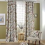 adaada 2er-Set Romantische Gardinen Vintage Creme Vorhänge Mit Kräuselband,Klassische Blickdicht Vorhänge Für Schlafzimmer Wohnzimmer (Stoffvorhang, 260x140cm)