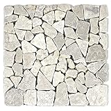 Divero 11 Fliesenmatten Naturstein Mosaikfliesen aus Marmor für Wand und Boden Creme á 30 x 30