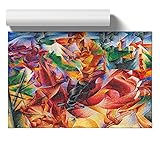 BIG Box Art Elasticity by Umberto Boccioni Poster Wall Art ungerahmt Bild Druck A2 (59,4 x 42 cm), Rot, Creme, Kastanienbraun, (59.4 x 42 cm)