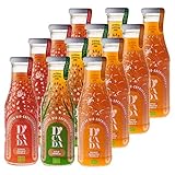 D'cada tropische Bio-Erfrischung, nachhaltige & bio-zertifizierte Fruchtsaftgetränke, exotische Früchte: 4x Mango-Maracuja-Panela, 4x Guave-Orange-Panela, 4x Lulo-Panela, EINWEG-Glas (12x 340ml)