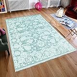the carpet Boho Vintage Moderner Designer Teppich, Wohnzimmerteppich, Pflegeleicht, Farbecht, Blickfang, Seidenoptik, Elegant, Edler Glanz, Antislip, Muster, Mint, 80 x 150