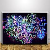 LGYJAL Abstrakte Trippy Pilz Schwarzlicht Psychedelic Poster Wandkunst Bild Drucke Ölgemälde Leinwand Wohnzimmer Wohnzimmer Dekor 50x70 cm (19.68x27.55 in) A-3416