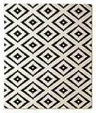 Hanse Home Velours Teppich Raute Schwarz Creme, 120x170
