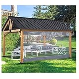 NA LI JIN BO Abdeckplane Holz,Outdoor-Vorhänge Für Terrasse Wasserdicht, Transparente Vorhangfolie Aus Vinyl, Plane Mit Ösen Inklusive Edelstahlhaken Und Kabelbinder Für Terrassen, Veranda, Perg