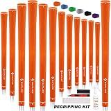 SAPLIZE Golfgriffe, 13er-Set mit komplettem Regripping-Kit, Mittelgroß, Golfschlägergriffe aus Gummi, Orang