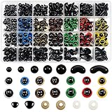 TOAOB 780 Stück Puppenaugen Sicherheitsaugen und Nasen Set 6mm bis 12mm Bunte Kunststoff Augen mit Unterlegscheiben für M
