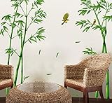 ufengke® Grüner Bambus und der Vogel Wandsticker, Wohnzimmer Schlafzimmer Entfernbare Fenstersticker Wandtattoos Wandb