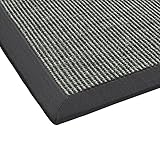BODENMEISTER Sisal-Teppich modern hochwertige Bordüre Flachgewebe, verschiedene Farben und Größen, Variante: anthrazit dunkel-grau, 80x150