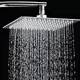 HOMFLON 12 inch 2Mm Dünner Druckbeaufschlagter Drehbarer Regenduschkopf Quadratischer Edelstahl-Spitzensprühkop