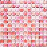 Yoillione 3D Fliesenaufkleber Mosaik Bad Fliesenfolie Küche Selbstklebende 3D Mosaik Fliesen Sticker Rosa, Wasserdicht Fliesensticker Aufkleber Fliesen Folie für Badezimmer Wohnzimmer, 4er Pack