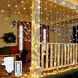 Vorhang Lichter Netzbetrieben, 3m x 3m 300 LED Weihnachtsfairy String Lights mit 8 Modi Fernbedienung for Innenräume im Freien Weihnachten Pavillon Fenster Hochzeit Schlafzimmer Party Dek