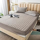 YFGY Premium Spannbettlaken Dunkelgrau 200x220cm, massiver verdickter gesteppter Matratzenbezug und Kissenbezug, Spannbetttuch luftdurchlässig für Hotelwohnungen Super King