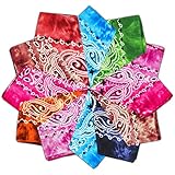 Vivibel Bandana Kopftuch Baumwolle,12er Paisley Bandana Halstuch 55 x 55 cm Kopftuch Armtuch Mischfarben Haar, Hals, Kopf Schal Nickituch Viereck