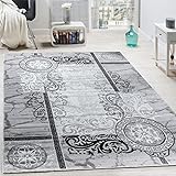 Paco Home Designer Teppich Modern Meliert Floral mit Mäander Muster Kreise Grau Schwarz, Grösse:240x340