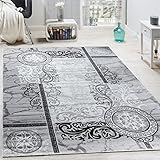Paco Home Designer Teppich Modern Meliert Floral mit Mäander Muster Kreise Grau Schwarz, Grösse:240x340