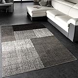 Paco Home Designer Teppich Modern Kariert Kurzflor Design Meliert In Grau Creme Braun, Grösse:160x230