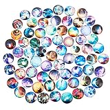 PandaHall 70 Style Selbstklebende Glaskuppel-Cabochons, 25mm Starry Sky Nebula Glass Cabochons Halbrunde Cabochons Für 25mm Dome Jewelry Pendant Trays Blank