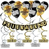 Lustiger Banner für Rentner Schwarz Gold Party Dekoration, Girlande Luftballons Banner Set, Party-Zubehör zur Pensionierung, Deko für den R