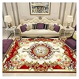 Lanrui Moderne Jungen Schlafzimmer Teppich Rot Wohnzimmer Teppich Rot Floral Vintage Muster Weiche Teppich Mehrklasse Zimmer Dekorationen Schlafzimmer Wohnkultur Schlafzimmer Teppich waschb