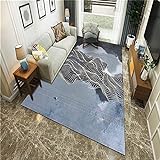 Graue Schwarze einfache Kurve abstrakte Kunst Komfortables und schmutzresistentes Nachttisch-Bett-Innenbereich Teppichboden-140x200cm. Bedruckter Teppich aus Polypropylen für das W