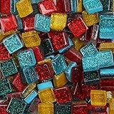 Bunte Glas Mosaiksteine 200g ,1 x 1cm Glassteine Mosaik Steine Bulk-Quadrat ,Mosaikfliesen Glasfliesen Glasmosaik für DIY Handwerk,Haus Dek