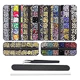 EBANKU 9 Boxen Nagel Art Strassstein Glitter Strass, Nagel Kristalle Rückseite Edelsteine Dekoration, mit Pinzette, Picking Pen und Nag