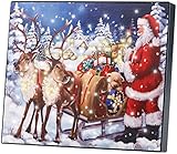infactory LED Weihnachtsbild: LED-Bild Weihnachtsmann mit Rentierschlitten, 28 x 23 cm (Beleuchtete LED Weihnachtsbilder)