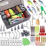 PLUSINNO Kunstköder Set 189 Stück Angelkoffer mit zubehör Spinnköder Angelköder Set für Raubfischen Hecht Zander,mit VIB/ Wobbler/ Haken/ Wirbel/ Sinker/ Bleistift/ Gummiwürmer/ Vorfach usw