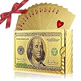 Wasserdichte Goldfolie $100 Scheine Poker-Spielkarten, Plastikkarten (Gold 1 Deck)
