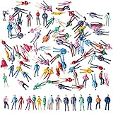 BESTZY 100pcs H0 Figuren,Verschieden Sitzende und Stehende Figuren Passanten Spur H0 1:100