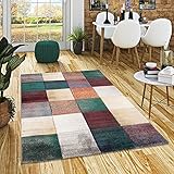 Pergamon Teppich Kurzflor Wohnzimmer Designer Teppich Maui Rost Grün Karo in 5 Größ