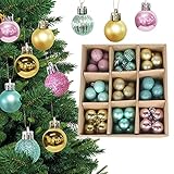 KwuLee Weihnachtskugel 99er Set, 3cm Weihnachtskugeln Kunststoff mit Hängend Schleife Wiederverwendbar,Christbaumkugeln Weihnacht Ornamente für Weihnachtsbaum Home Geburtstagsfeier Dek