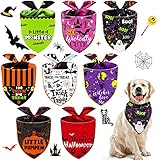 8 Stücke Halloween Hund Bandanas Dreieck Hund Schal Verstellbarer Waschbarer Hund Lätzchen Kürbis Fledermaus Spinne Haustier Schal für Halloween Haustier Kostüm Versorgung (Stilvoller Stil)