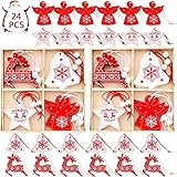CODIRATO 24 Stück Weihnachten Anhänger Holz Weihnachten Dekohänger Holzanhänger Holz Weihnachtsanhänger Christbaumschmuck Rentier Schneeflocke Weihnachtsbaum Anhänger für Weihnachten Dek