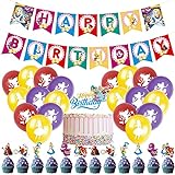 BESTZY Alice im Wunderland Luftballon Deko Geburtstag Partyzubehör Deko Ballons Happy Birthday Banner Cake Topper für Mädchen Kindergeburtstag Party Dek