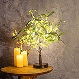 Hypestar Dekoratives Lichterbaum, 45cm LED Baum, 50 LED Warmweißer Lichter Leuchtbaum, Batteriebetrieb und USB für Innen, Tischdekoration für Weihnachten Wohnzimmer Party(50LED,Olivebaum)
