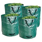 BigDean Gartenabfallsack XXL 272L im 4er Set - Extra robustes Polypropylen-Gewebe 150g/m² - wasserdicht & reißfest - Perfekter Behälter für Laub, Müll, Grünabfall, Grüngut & Komp