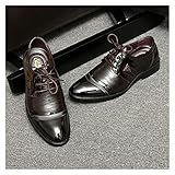 XUXIU. Büro Männer Kleid Schuhe Blumenmuster Männer Formale Schuhe Leder Bräutigam Hochzeit Schuhe Männer Oxford Schuhe (Color : Brown, Shoe Size : 8)